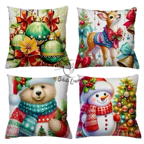 KIT 4 CAPAS DE ALMOFADAS DECORATIVAS NATAL