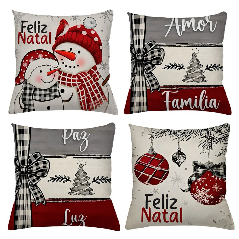 KIT 4 CAPAS DE ALMOFADAS DECORATIVAS NATAL