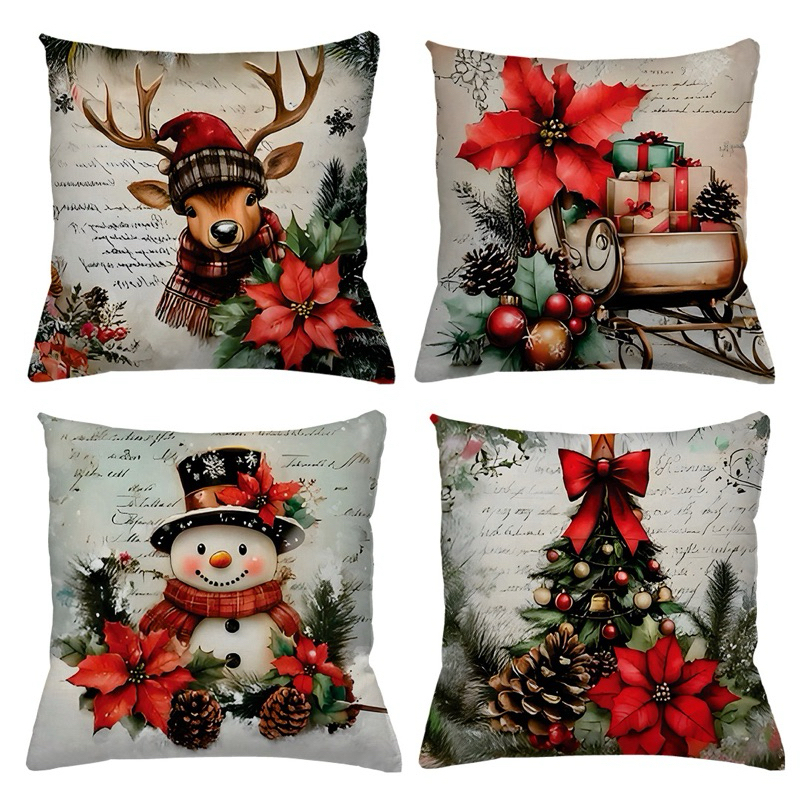 KIT 4 CAPAS DE ALMOFADAS DECORATIVAS NATAL