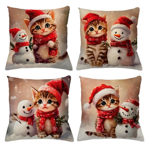 KIT 4 CAPAS DE ALMOFADAS DECORATIVAS NATAL