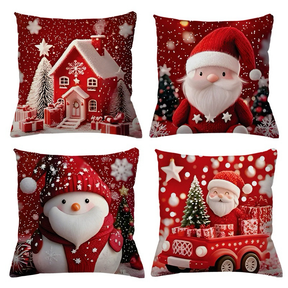 KIT 4 CAPAS DE ALMOFADAS DECORATIVAS NATAL