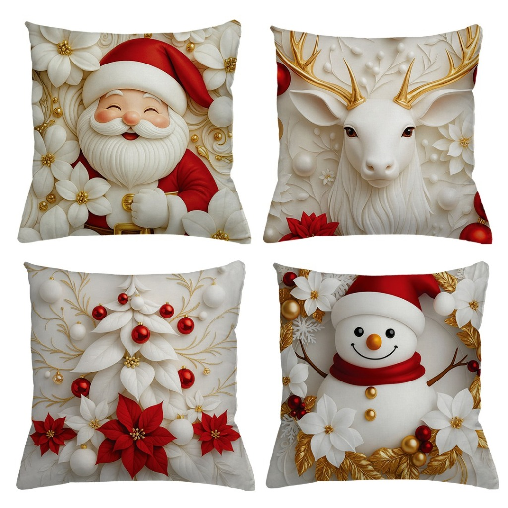 KIT 4 CAPAS DE ALMOFADAS DECORATIVAS NATAL