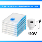 Kit Saco a Vácuo + Bomba Automática Elétrica Organizador Rápido Armazenar Guardar