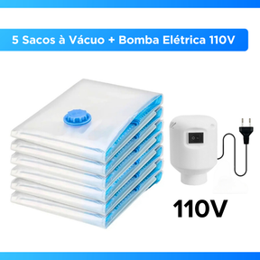 Kit Saco a Vácuo + Bomba Automática Elétrica Organizador Rápido Armazenar Guardar