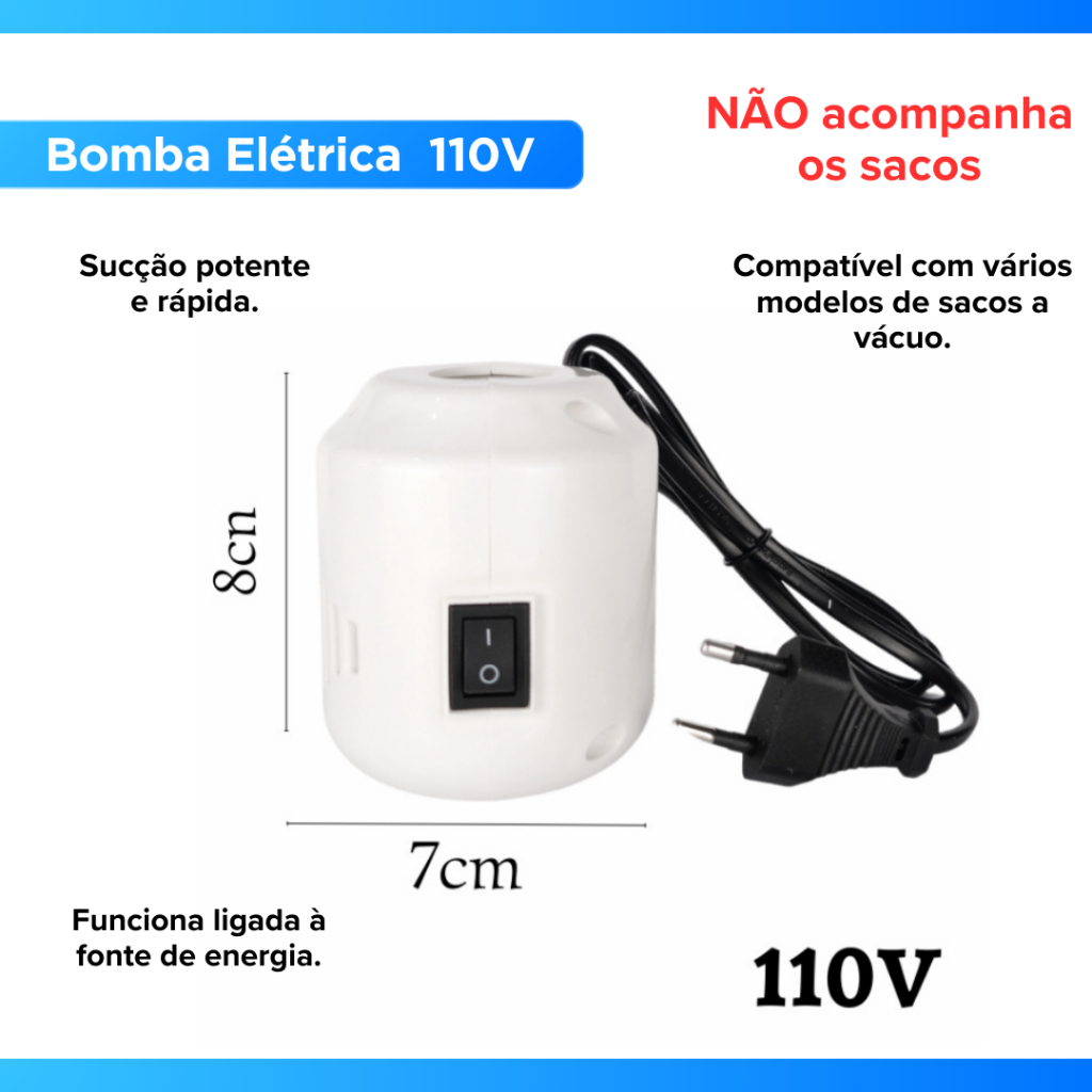 Kit Saco a Vácuo + Bomba Automática Elétrica Organizador Rápido Armazenar Guardar