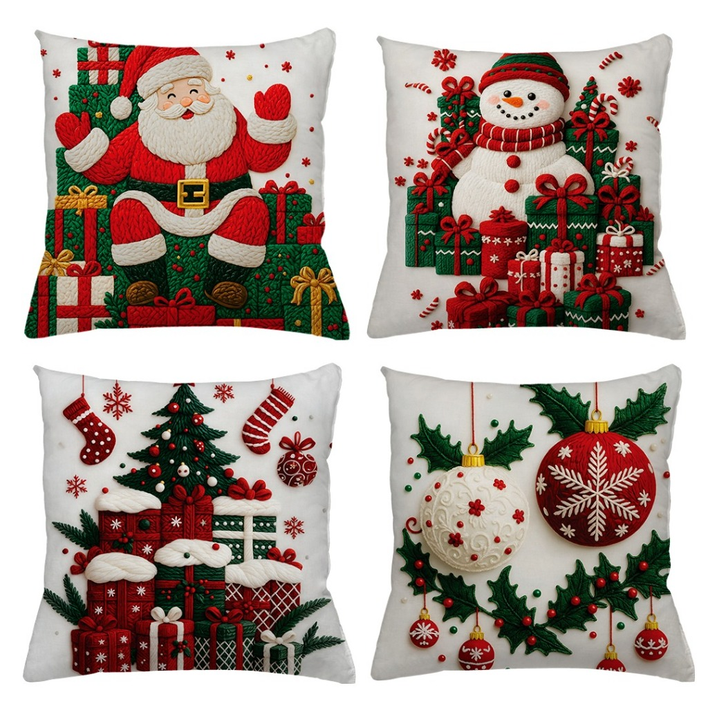 KIT 4 CAPAS DE ALMOFADAS DECORATIVAS NATAL