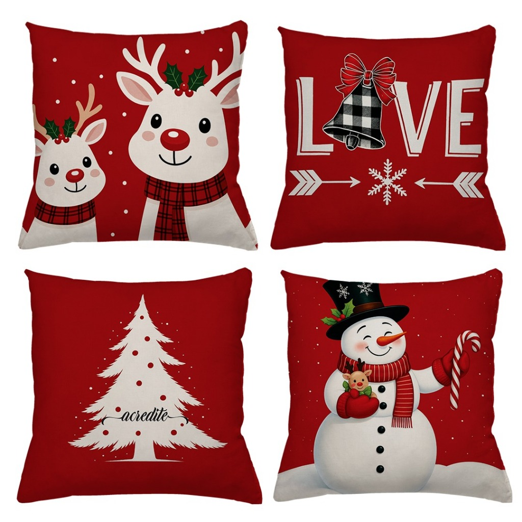 KIT 4 CAPAS DE ALMOFADAS DECORATIVAS NATAL