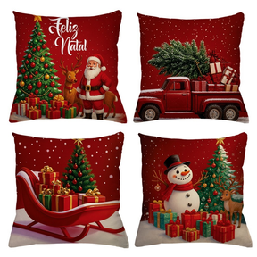 KIT 4 CAPAS DE ALMOFADAS DECORATIVAS NATAL