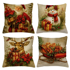 KIT 4 CAPAS DE ALMOFADAS DECORATIVAS NATAL