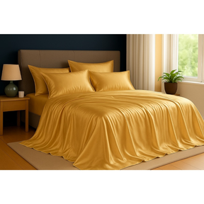 Kit Lençol de Cetim com Elástico e Fronhas – Toque Macio, Brilho Luxuoso e Conforto Incomparável
