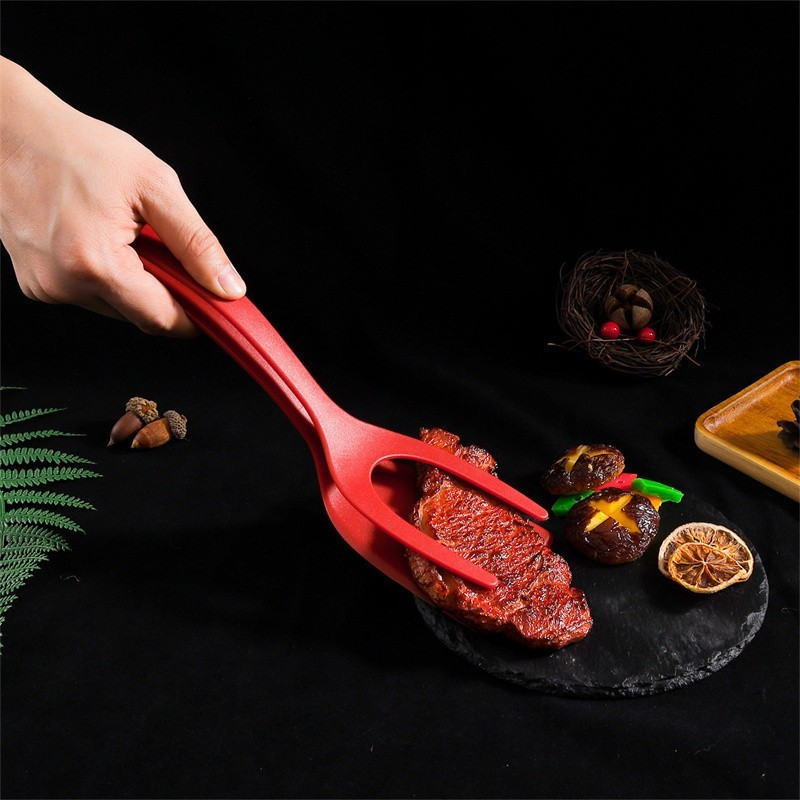 Espátula De Nylon Multiuso - Cores Cinza - Preto - Vermelho - Com Pegador Para Ovos Bife Panqueca Tapioca