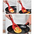 Espátula De Nylon Multiuso - Cores Cinza - Preto - Vermelho - Com Pegador Para Ovos Bife Panqueca Tapioca