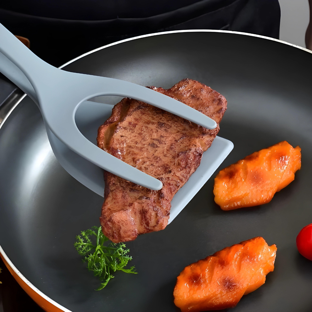Espátula De Nylon Multiuso - Cores Cinza - Preto - Vermelho - Com Pegador Para Ovos Bife Panqueca Tapioca