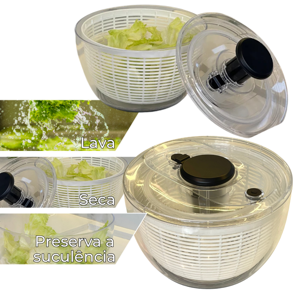 Lava e Seca Salada 6L Premium Centrífuga Ela Decora