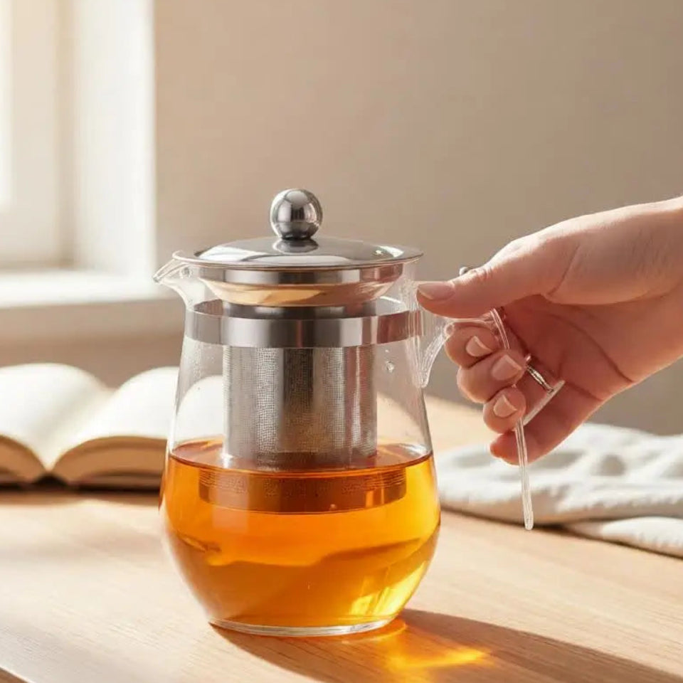 Chaleira Chá Vidro Infusor 750ml Bule Chá