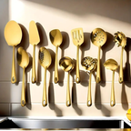 Conjunto de cozinha de aço inoxidável de 11 peças, conjunto de utensílios de cozinha, conjunto completo de talheres