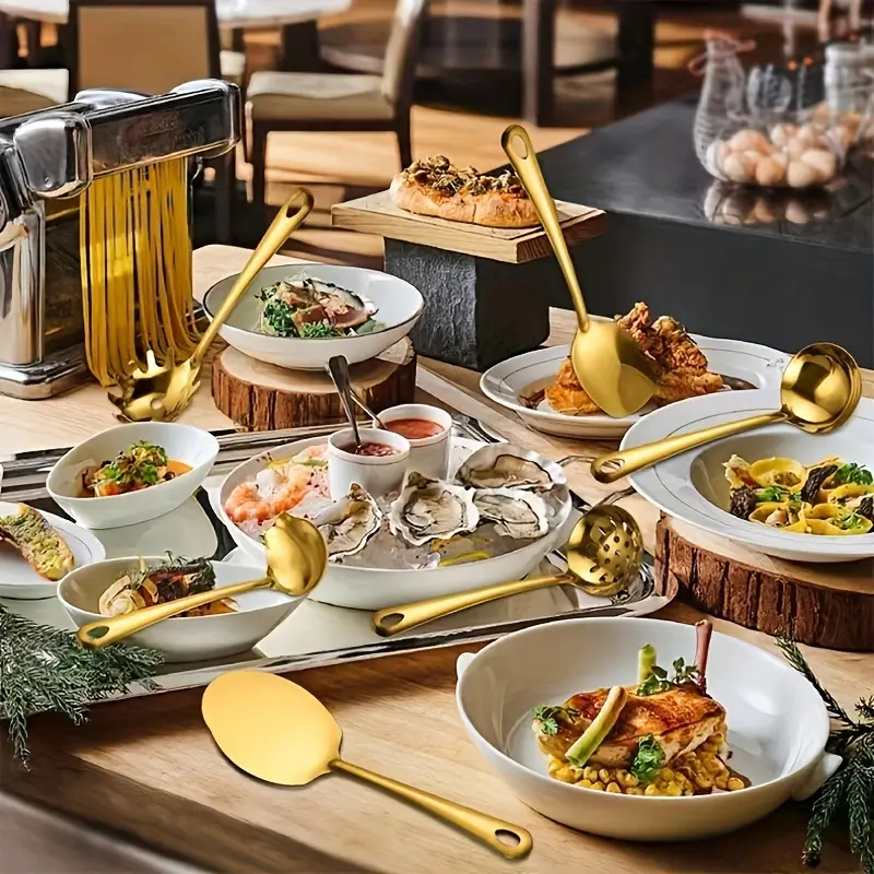 Conjunto de cozinha de aço inoxidável de 11 peças, conjunto de utensílios de cozinha, conjunto completo de talheres