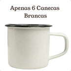 Chaleira Bule Esmaltado 1L Bico de Ganso e 6 Canecas 90ml Rústicas Conjunto ou Unitário