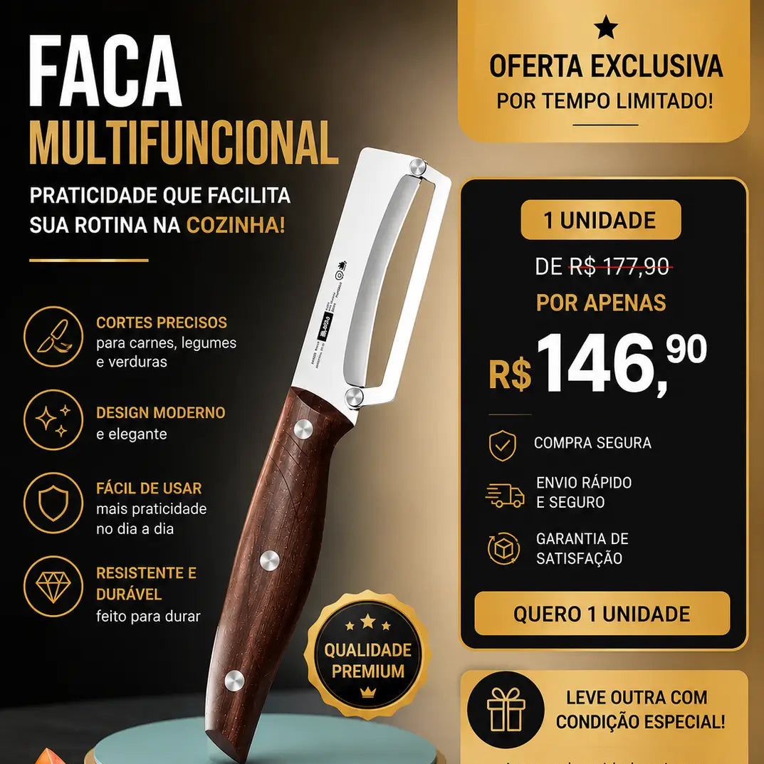 Faca descascadora Multifuncional Premium – Precisão, Praticidade e Cuidado no Seu Dia a Dia