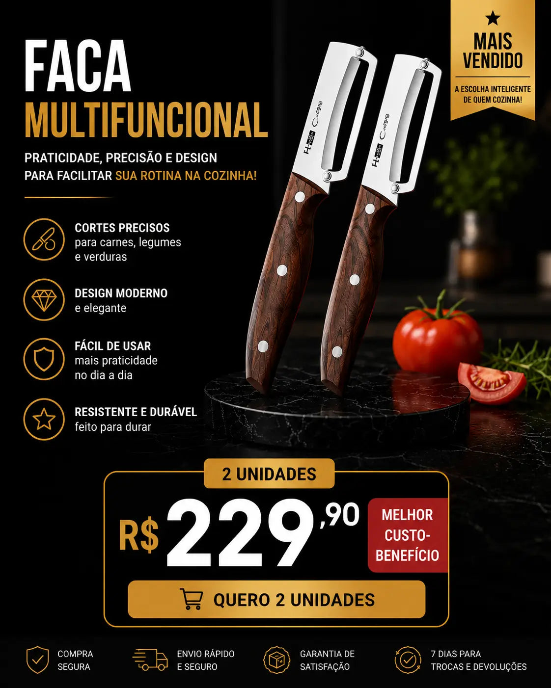 Faca descascadora Multifuncional Premium – Precisão, Praticidade e Cuidado no Seu Dia a Dia