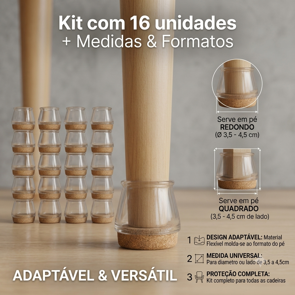 Kit 16 Peças Protetor Para O Pé Da Cadeira Mesa De Silicone