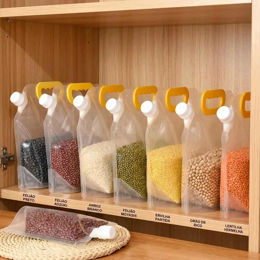 Kit 3/6/12 Sacos de 1,5L de Armazenar Alimentos/Grãos/Cereais