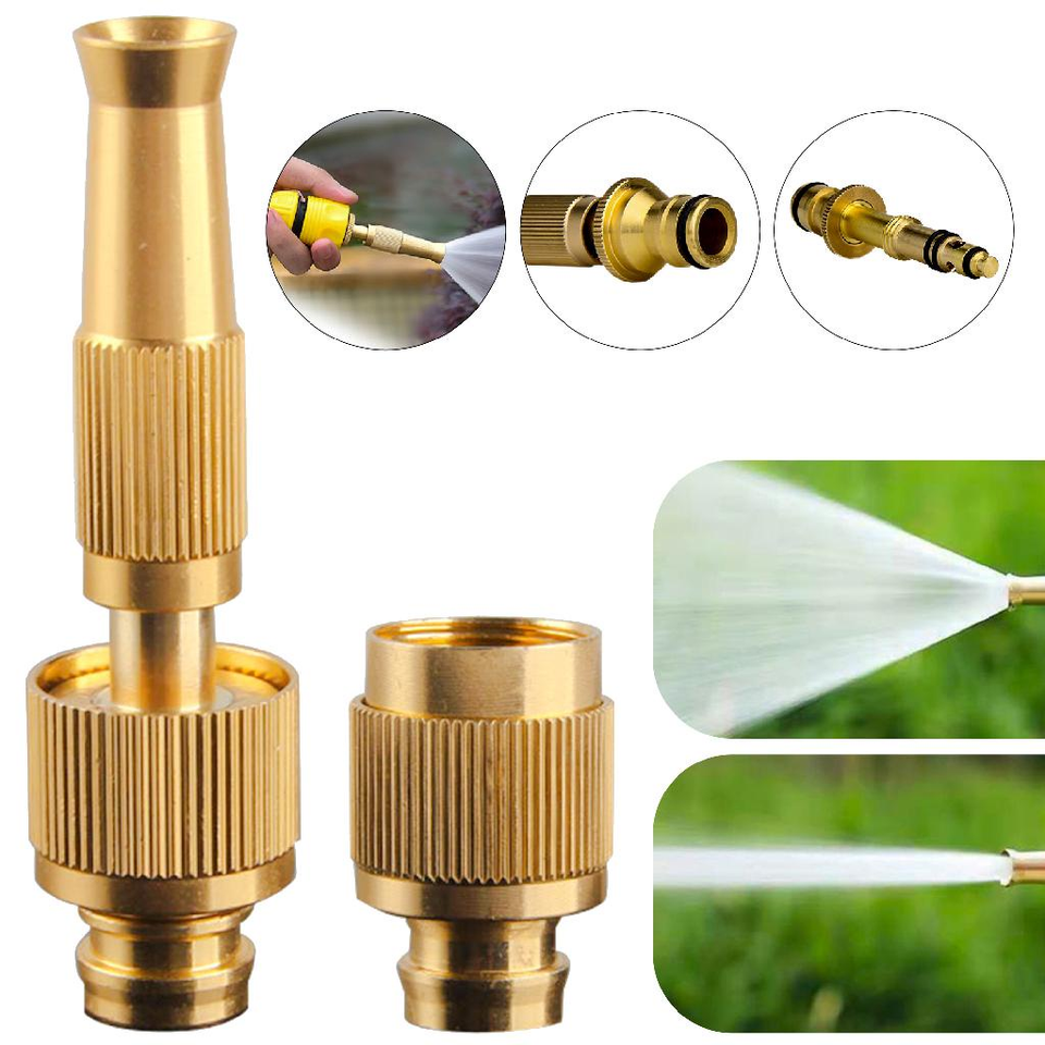 Kit 3 Em 1 Bico Alta Pressão De Metal Para Mangueiras Comuns + Conector De Torneira Com Rosca