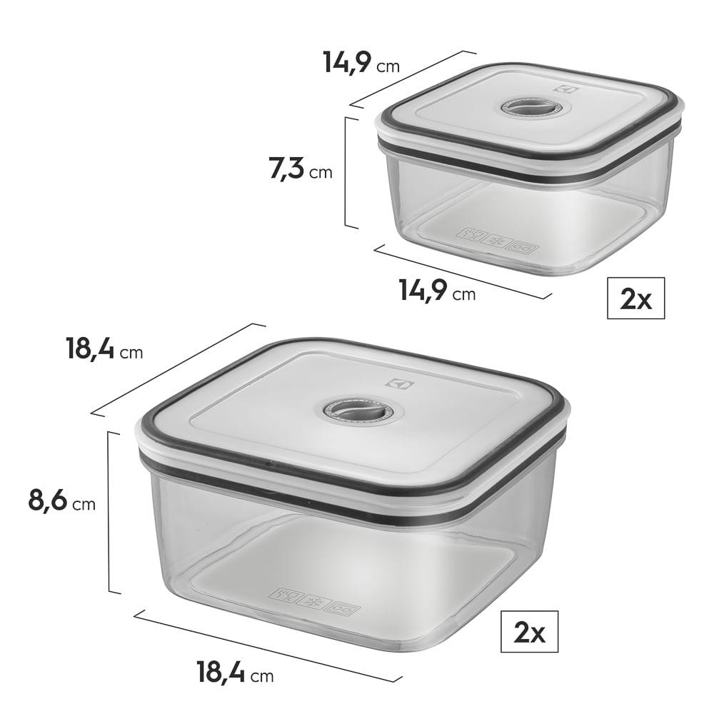 Potes Herméticos Electrolux de Plástico Cinza Retangular com 12 Unidades