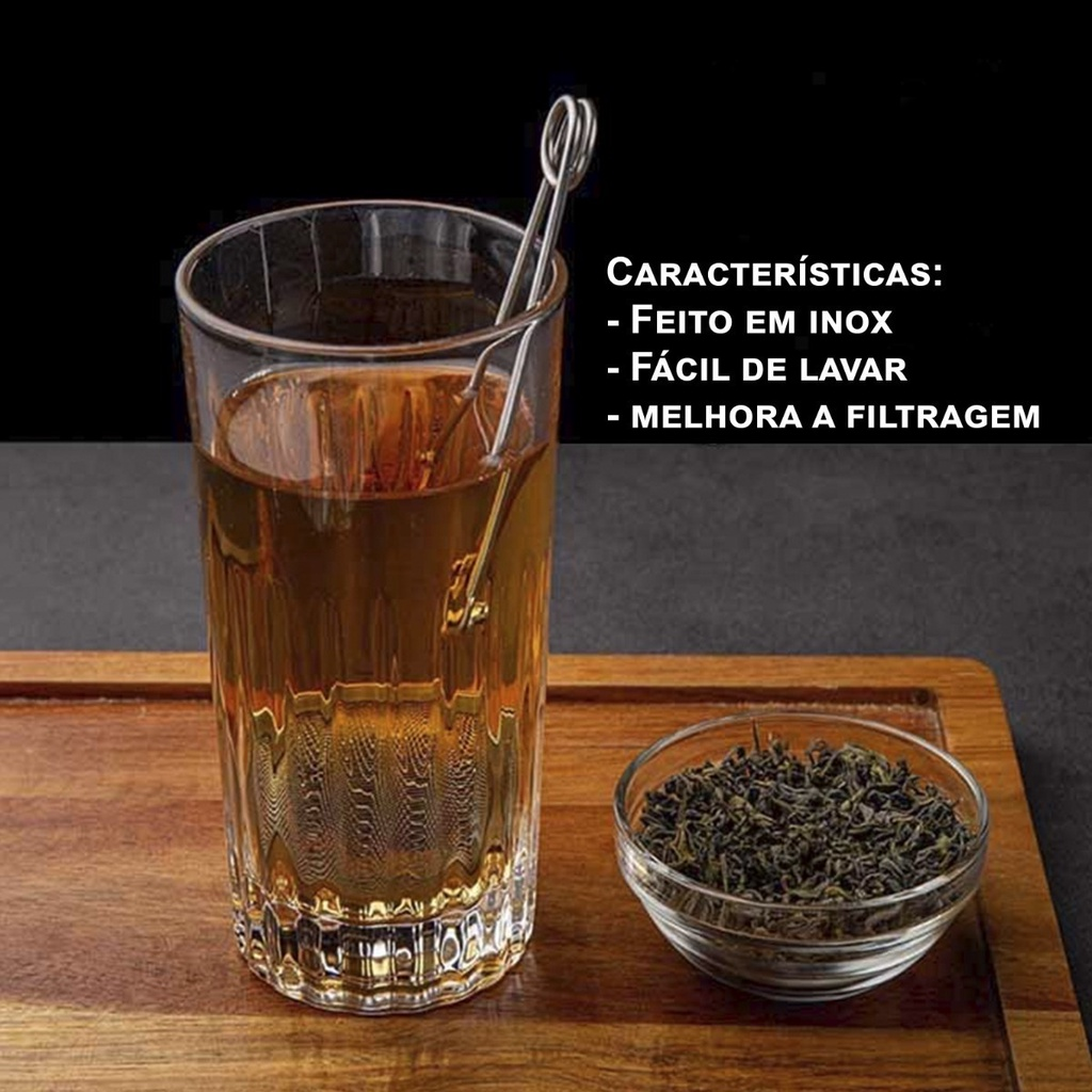 Kit 3 Infusores De Chá Inox Coador Peneira Ervas Com Cabo Infusor