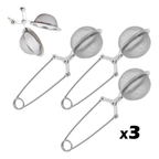 Kit 3 Infusores De Chá Inox Coador Peneira Ervas Com Cabo Infusor