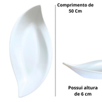 Kit 2 Travessas Pratos Folha 50 Cm em Melamina Premium Branca Buffet Restaurante