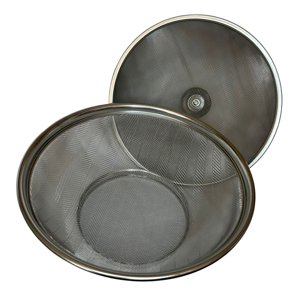 Fruteira de Mesa Inox com Tampa Telada Protetora de Alimentos Cesta Aramada Redonda