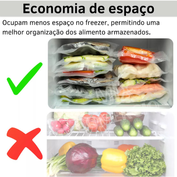 Máquina Seladora Embalagem A Vácuo Portátil Alimentos Bivolt Elétrica Embala Conservação + 10 Sacos