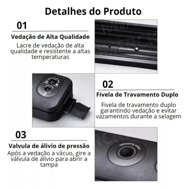 Máquina Seladora Embalagem A Vácuo Portátil Alimentos Bivolt Elétrica Embala Conservação + 10 Sacos