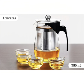 Chaleira Chá Vidro Infusor 750ml Bule Chá