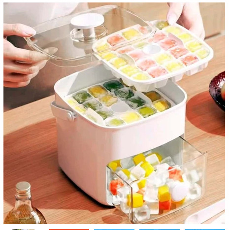 Forma de Gelo Caixa de Gelo Dispenser De Gelo 48 Cubos Com Gaveta Botão Solta Gelo E Pegador Luxo Puro