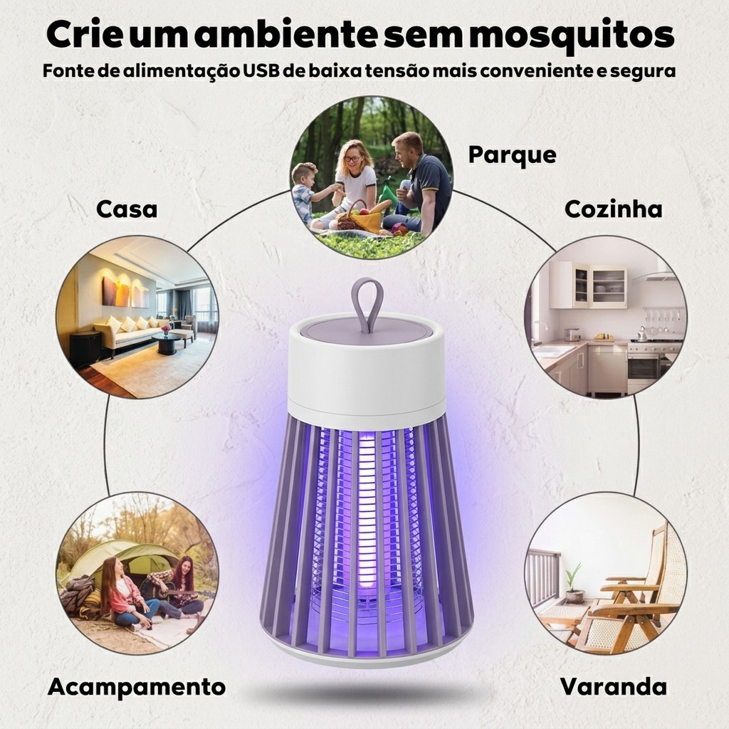 Luminária Anti- Mosquito Repelente Elétrico Lâmpada U.V Armadilha Para Insetos Direto USB
