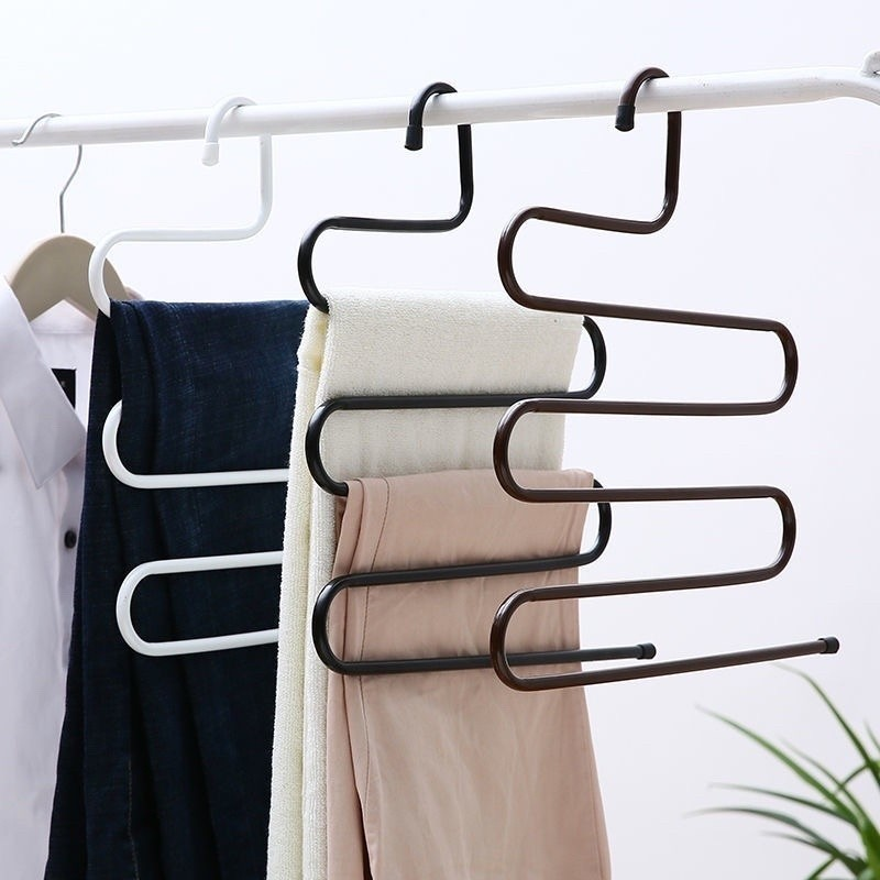 Cabide Metal para Calças 5 Divisórias Roupa Toalha Multifuncional Retrátil 5 em 1