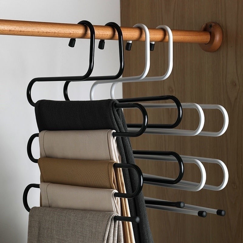 Cabide Metal para Calças 5 Divisórias Roupa Toalha Multifuncional Retrátil 5 em 1