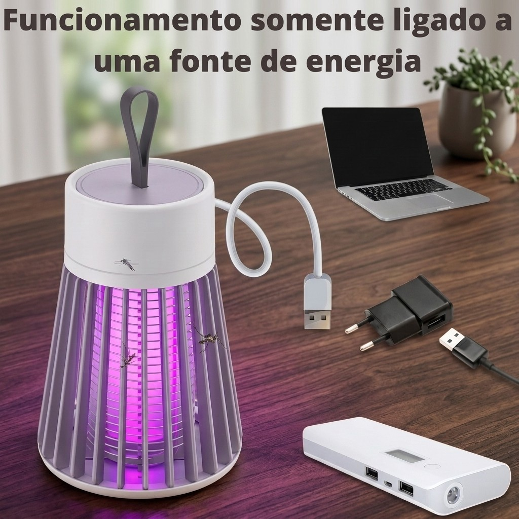 Luminária Anti- Mosquito Repelente Elétrico Lâmpada U.V Armadilha Para Insetos Direto USB
