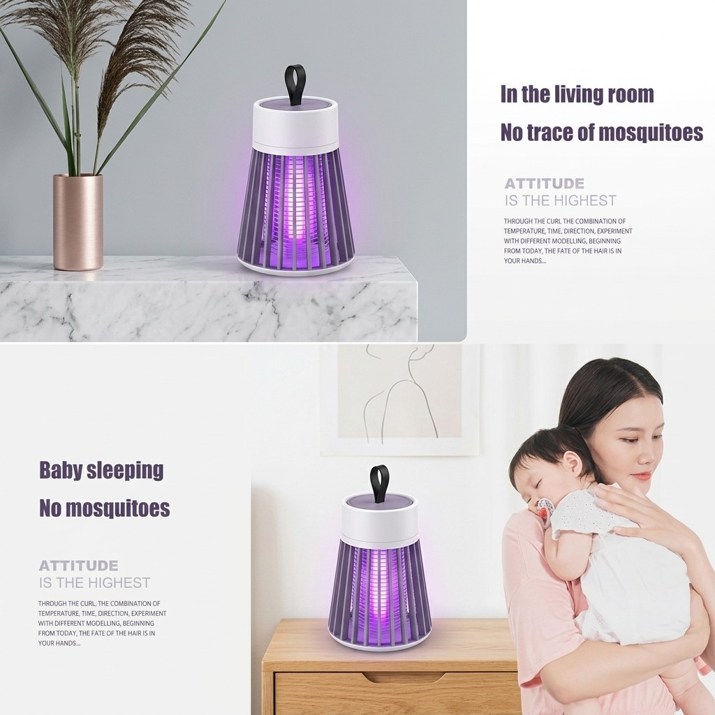 Luminária Anti- Mosquito Repelente Elétrico Lâmpada U.V Armadilha Para Insetos Direto USB