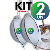 Kit 3 Peneiras Aço Inox 12/16/22cm Coador Farinha Suco Confeitaria
