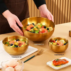 Tigelas de salada de aço inoxidável de grande capacidade, sopa coreana, arroz, macarrão, ramen, recipiente de comida de cozinha, ouro, 20x9cm